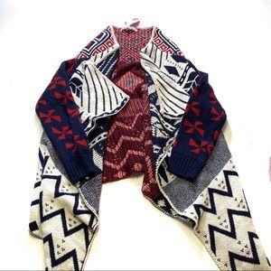 NWT Red, cream, & blue Aztec print cardigan